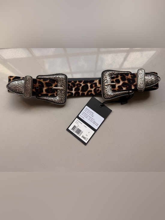 The Kooples Double Buckle Leopard Print Belt - Brown Leopard- small main image 4